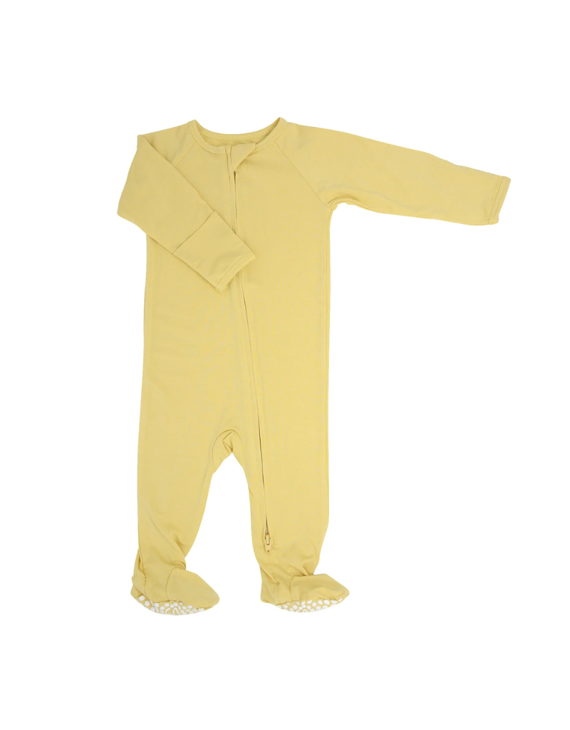 Sweet Bamboo Sweet Bamboo Solid  Pipped Zipper Footie
