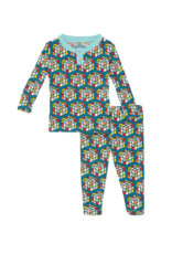 Kickee Pants Kickee Pants Cerulean Puzzle Cube Pajama Set