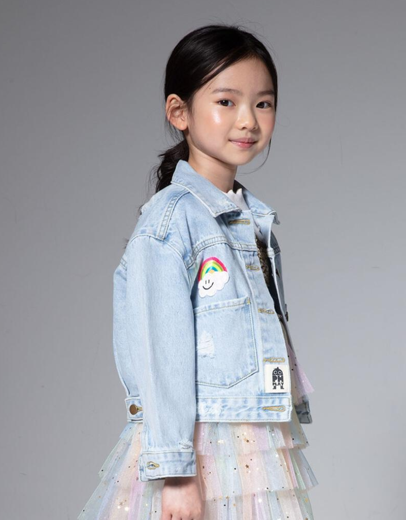 Petite pink top denim jacket