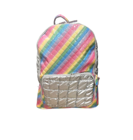 Bari Lynn Bari Lynn Quilted Rainbow Silver Backpack