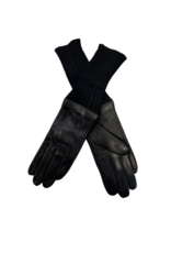 DaCee Dacee Ribbed Cuff Leather Gloves