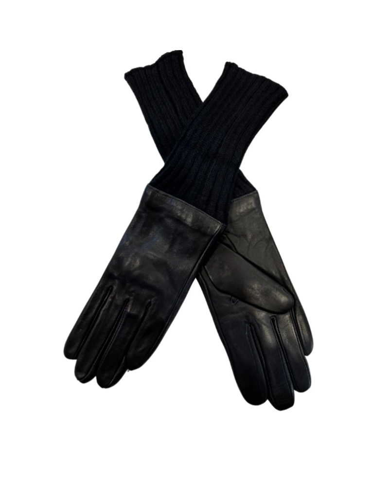 DaCee Dacee Ribbed Cuff Leather Gloves