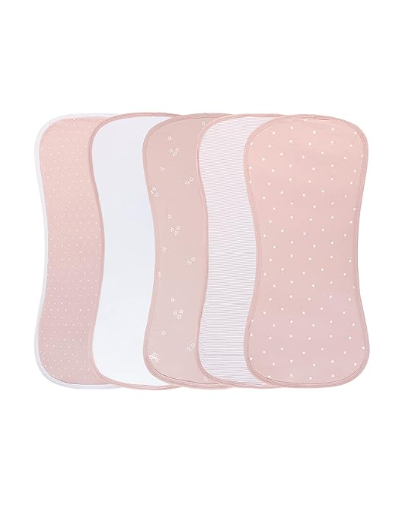 Ely's & Co Ely's  & Co Pink Fleece Burp Cloths-5 Pack
