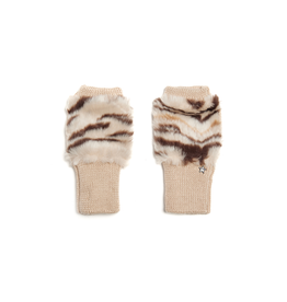 Jocelyn Jocelyn Printed Faux Fur Mittens-Ivory/Multi