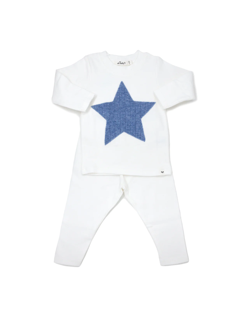 Oh baby! oh  baby! Ribbed Star Blue Heather Set