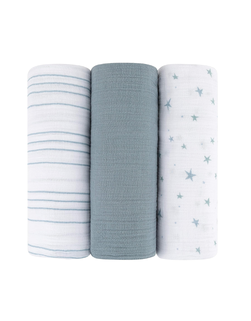 Ely's & Co Tree Pack Muslin Swaddles Stars Tiptoe Boutique