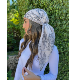 The Scarf Bar The Scarf Bar Delicate Cream Floral Toile Square Headscarf