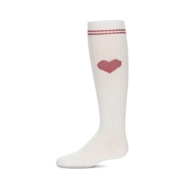 Memoi Memoi Thin Ribbed Heart Knee High MKF-7158