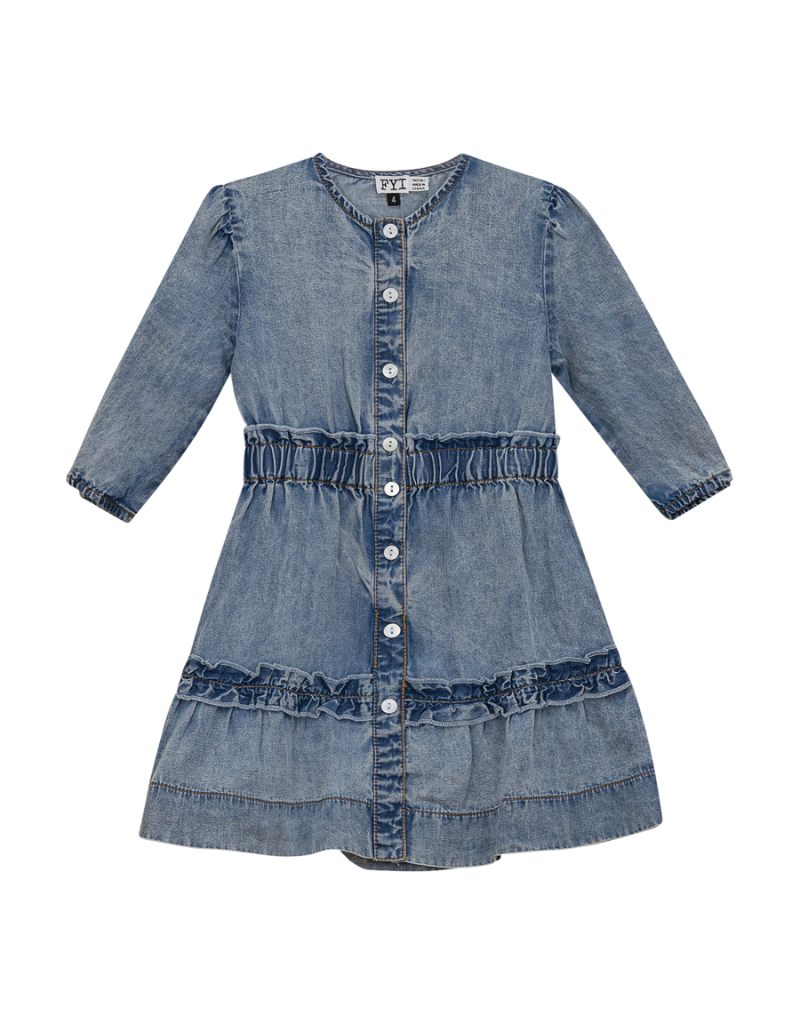 Chloe Ladies Dusky Blue Ruffled Pleated Denim Dress, Brand Size 34 (US Size  2) CHC22SDR2415240X - Apparel - Jomashop