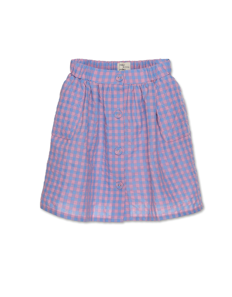 Wander & Wonder Wander and Wonder Blue-Pink Check Quilted Skirt