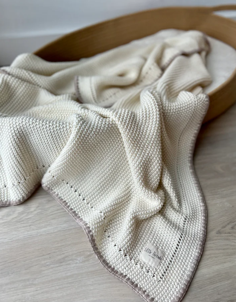 Little Threads Little Threads Oat Cream Knitted Cotton Blanket