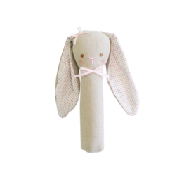 Alimrose Alimrose Bunny Rattle & Squeaker Linen Pink