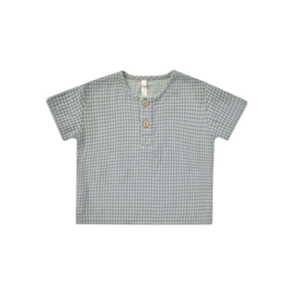 Quincy Mae Quincy Mae Blue Gingham Henry Top