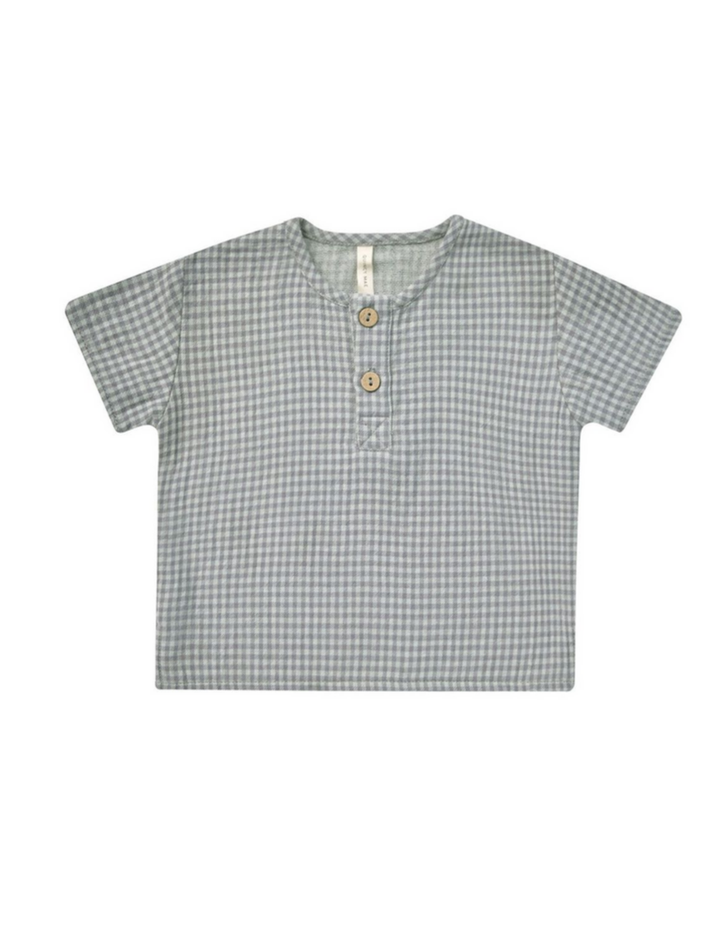 Quincy Mae Quincy Mae Blue Gingham Henry Top