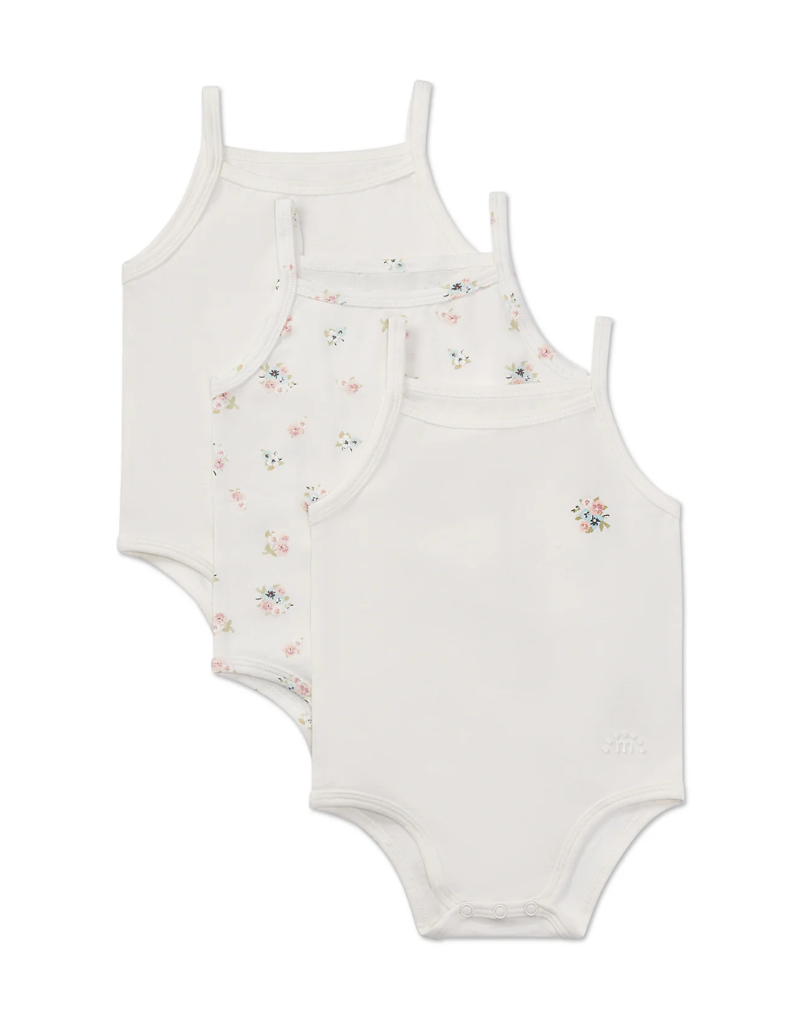 Minimoi Minimoi Ditsy Floral Girls Bodysuit 3 Pack-MKU2030