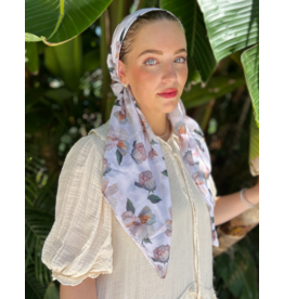 The Scarf Bar The Scarf Bar Gorgeous Ivory Florals on Cream Headscarf-Shorter Size