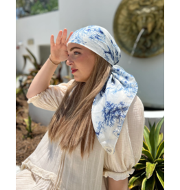 The Scarf Bar The Scarf Bar Blue French Toile Headscarf -Regular Size