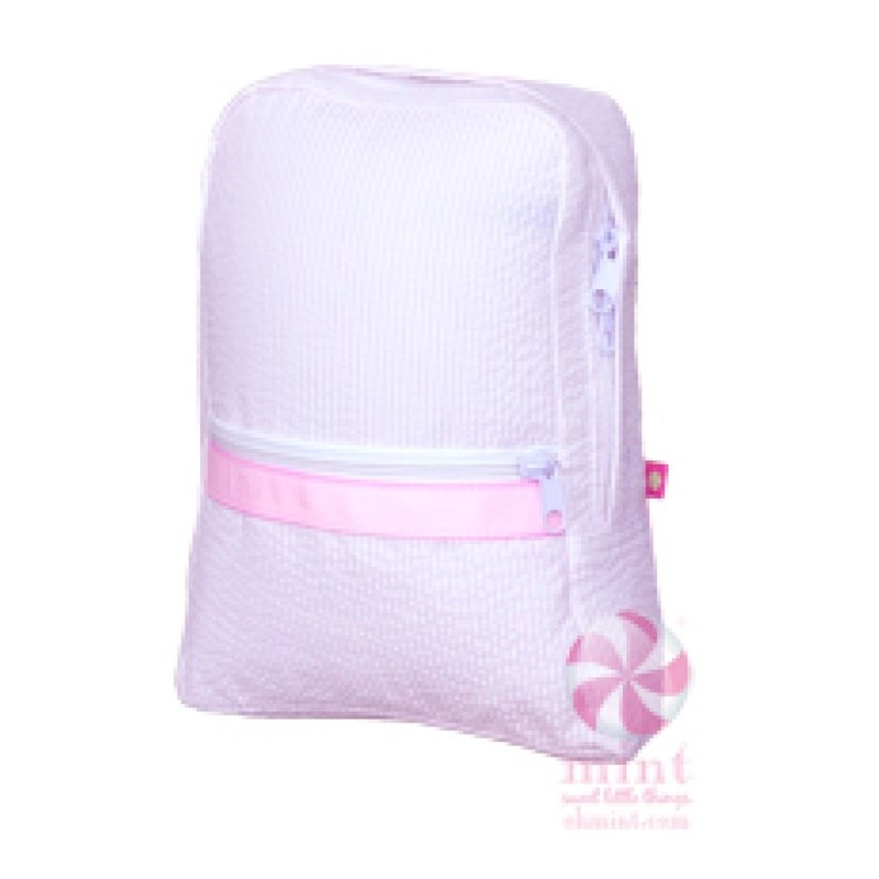 Mint Mint Pink Seersucker Small Backpack