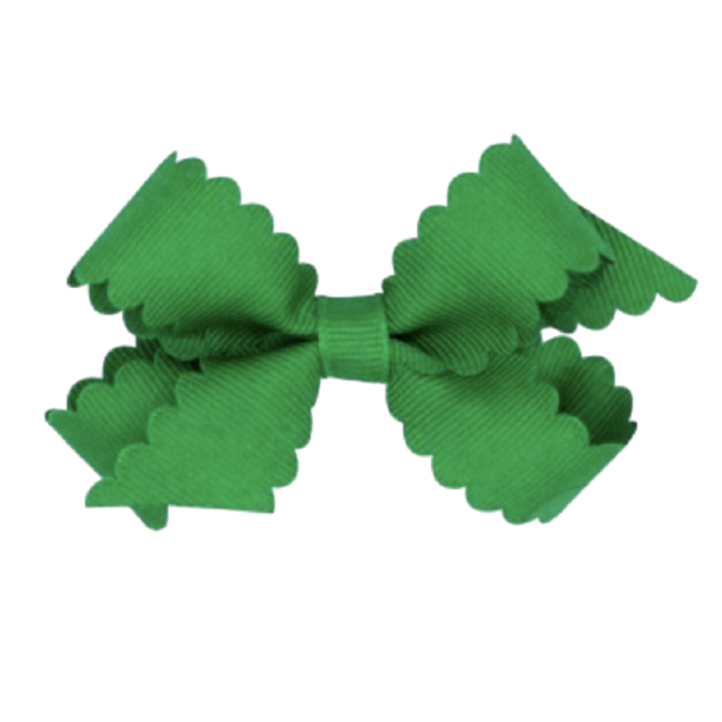 Wee Ones Wee Ones Mini Green Scallop Edge Bow