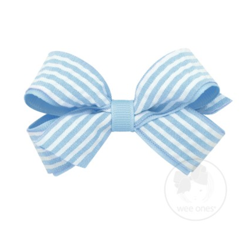 Wee Ones Wee Ones Mini Blue Seersucker Bow