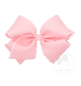 Wee Ones Wee Ones King Light Pink/White Moonstitch Bow