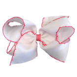 Wee Ones Wee Ones King White/Hot Pink Moonstitch Bow