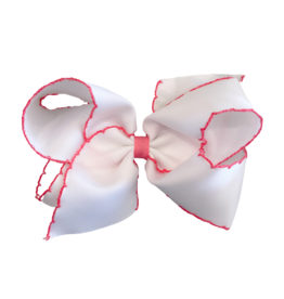 Wee Ones Wee Ones King White/Hot Pink Moonstitch Bow