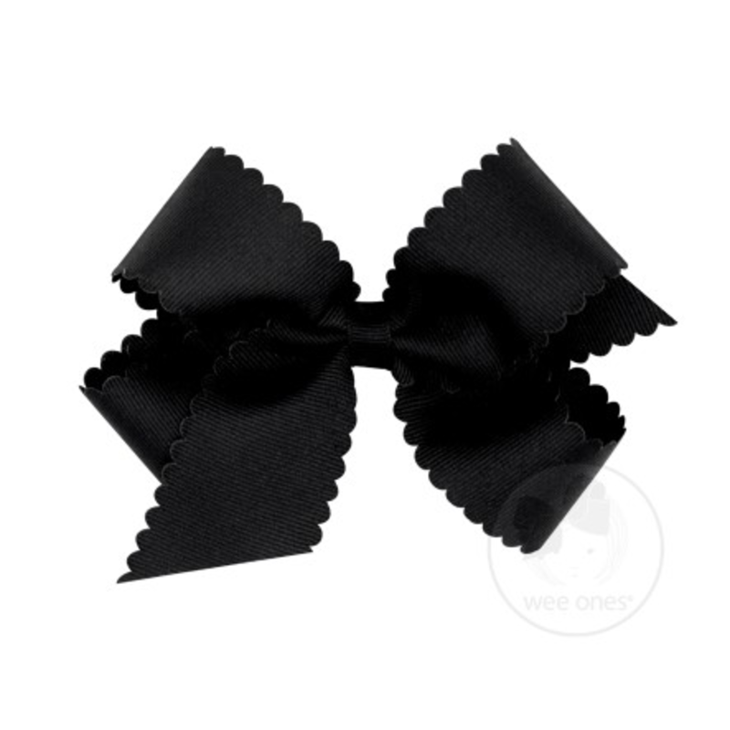 Wee Ones Wee Ones Medium Black Scallop Edge Bow