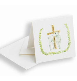 Over the Moon Lamb And Cross Enclosure Card