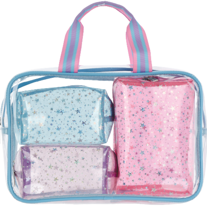 iscream Color Block Clear Cosmetic Bag Set