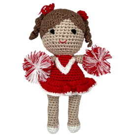 Zubels Zubels Cheerleader Bamboo Crochet Rattle - Red & White