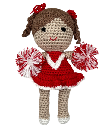 Zubels Zubels Cheerleader Bamboo Crochet Rattle - Red & White