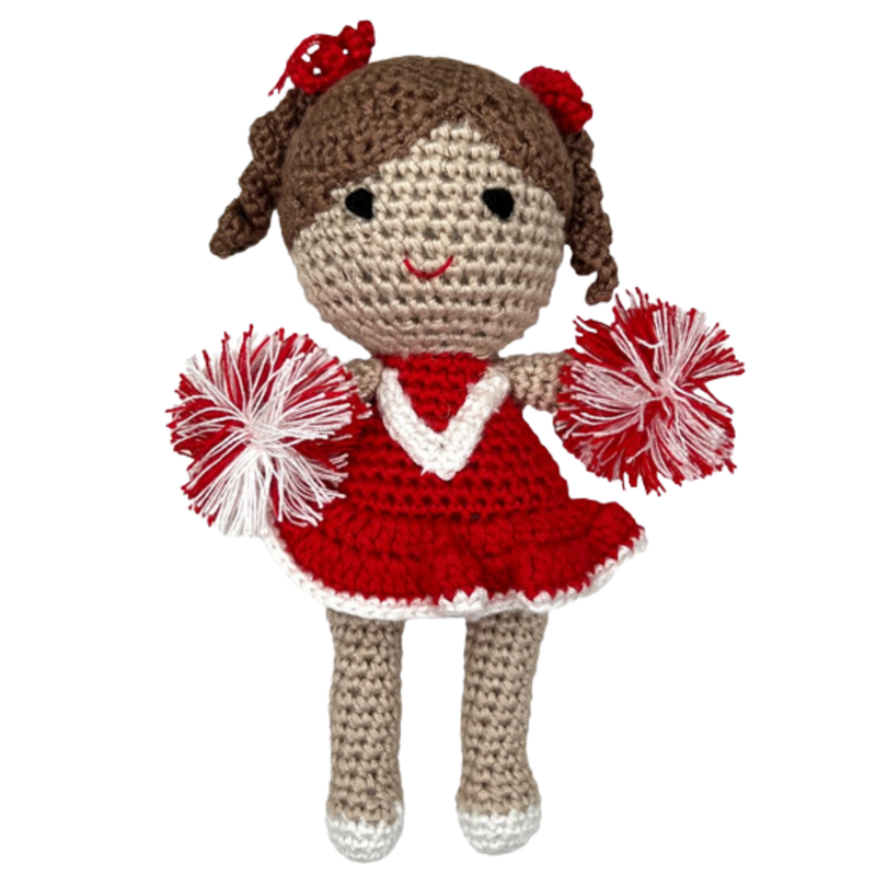 Zubels Zubels Cheerleader Bamboo Crochet Rattle - Red & White