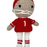 Zubels Zubels Football Player Bamboo Crochet Rattle - Red & White