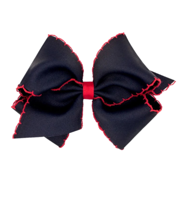 Wee Ones Wee Ones King Navy/Red Moonstitch Bow