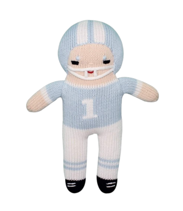 Zubels Zubels 12" Football Player Knit Doll - Light Blue & White