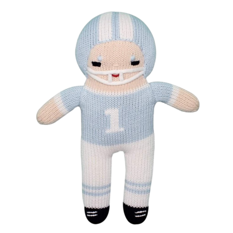 Zubels Zubels 12" Football Player Knit Doll - Light Blue & White