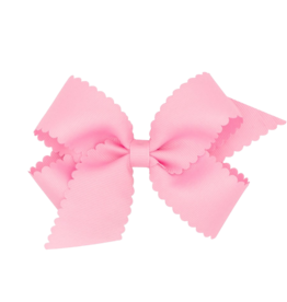 Wee Ones Wee Ones Medium Pearl Pink Scallop Edge Bow