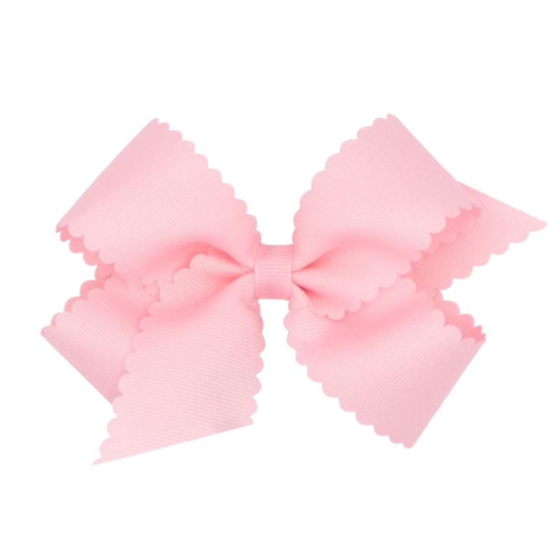 Wee Ones Wee Ones Medium Light Pink Scallop Edge Bow