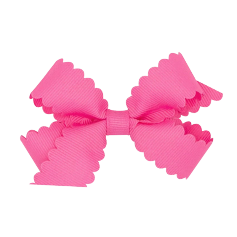 Wee Ones Wee Ones Mini Hot Pink Scallop Edge Bow