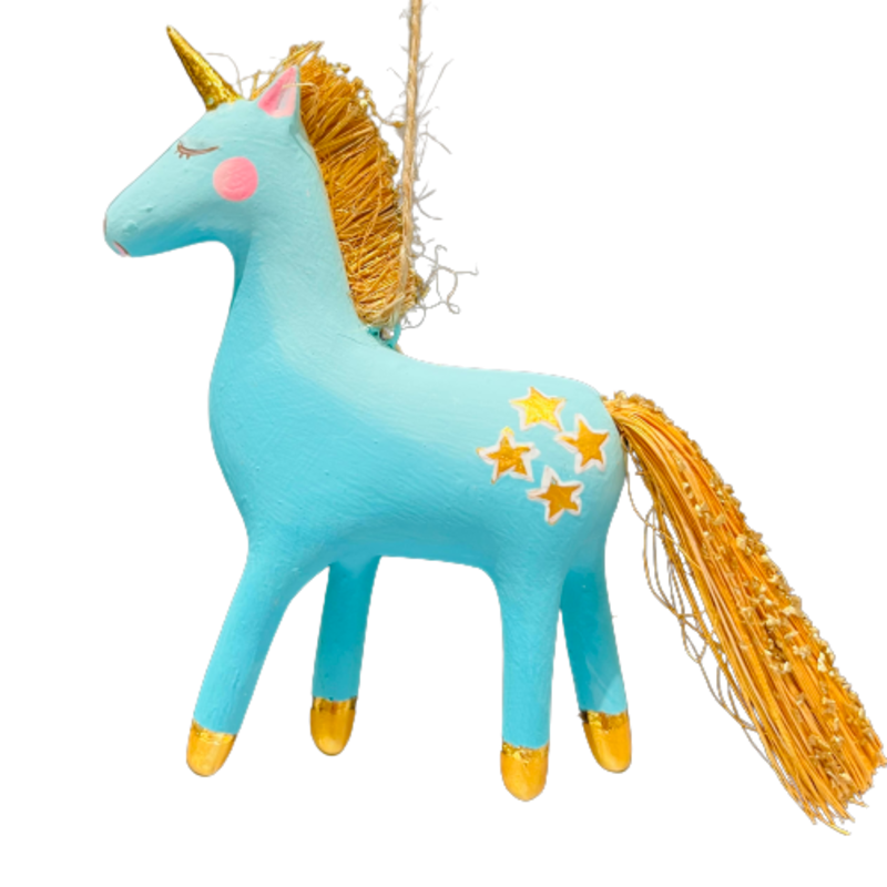 Glitterville Sky Blue Unicorn Ornament