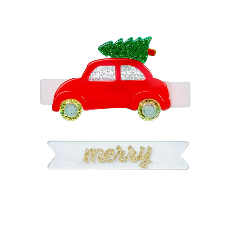 Lilies & Roses Merry Christmas Buggie Alligator Clips