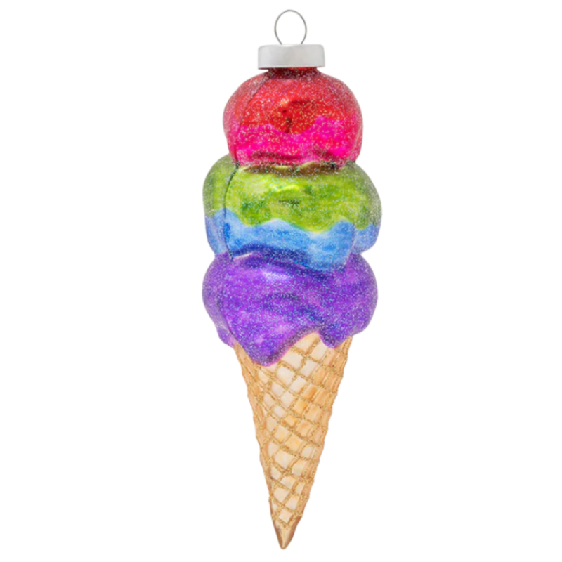 Kat + Annie Rainbow Ice Cream Cone Ornament