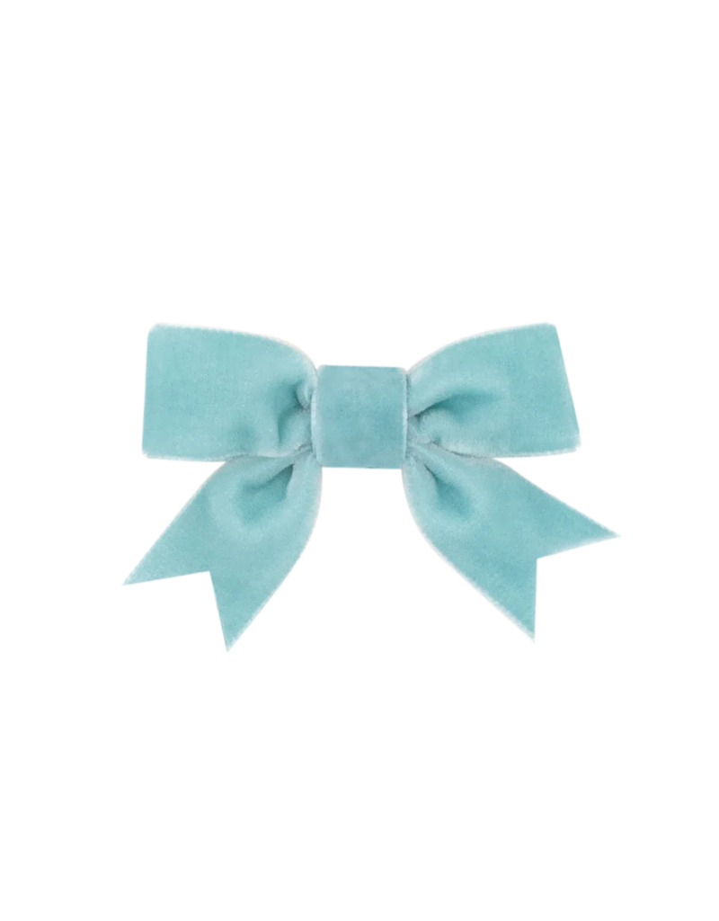Wee Ones Mini Dusty Blue Velvet w/ Fancy Tails Bow - Bibs and Kids Boutique