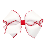Wee Ones Wee Ones Medium White/Red Moonstitch Bow