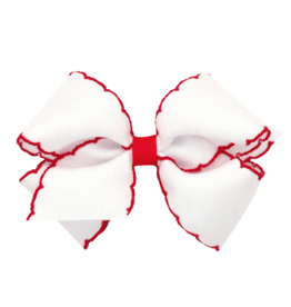 Wee Ones Wee Ones Medium White/Red Moonstitch Bow