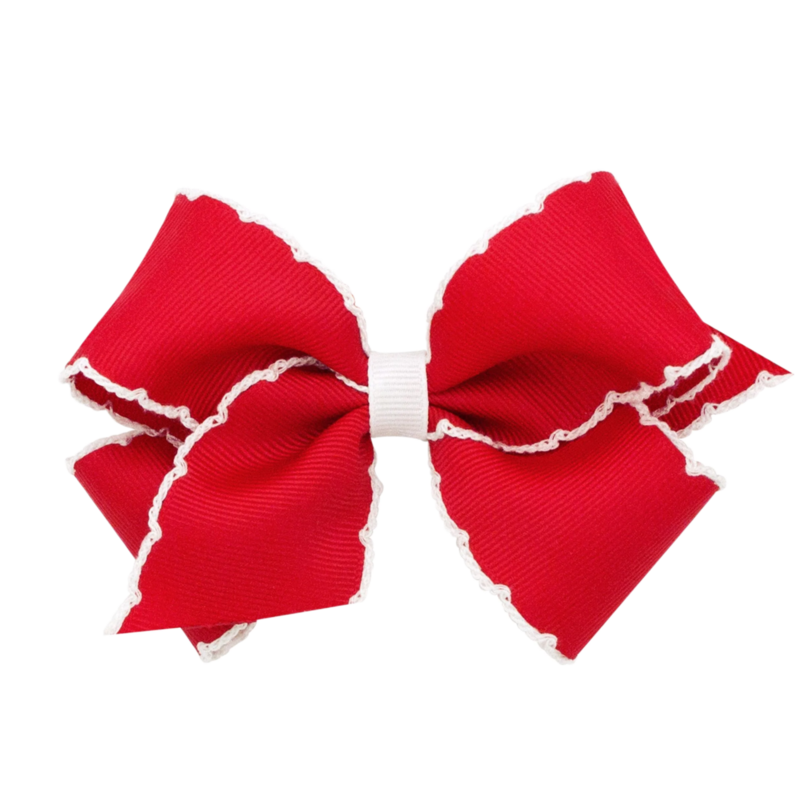 Wee Ones Wee Ones Medium Red/White Moonstitch Bow