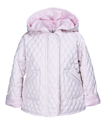 Sal & Pimenta Girls Quilted Jacket Coat - Floral Lining - Bright Pink