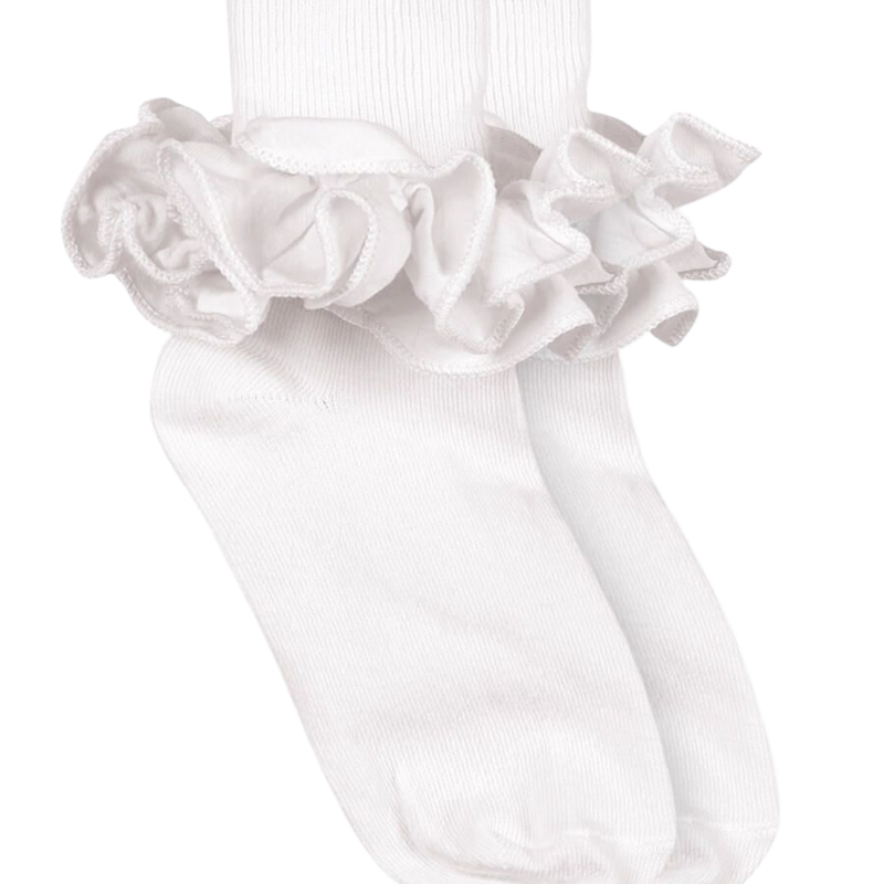 Jefferies Socks Misty Ruffle Lace Socks 1 Pair - White - Bibs and