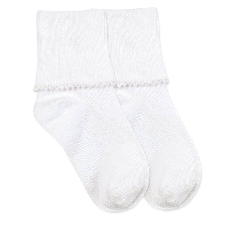 Jefferies Socks Jefferies Socks Tatted Edge Cuff Socks 1 Pair - White